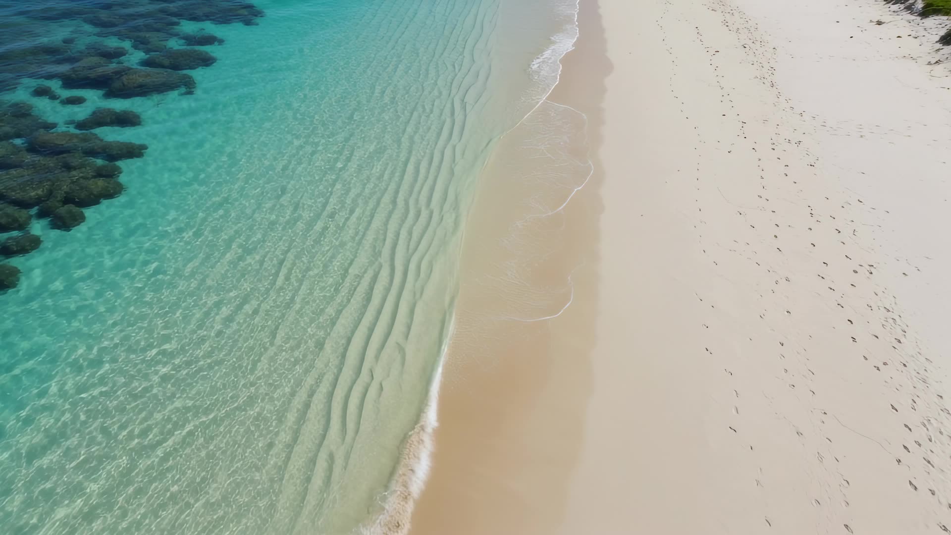 Aerial along coastline, slow forward drift
