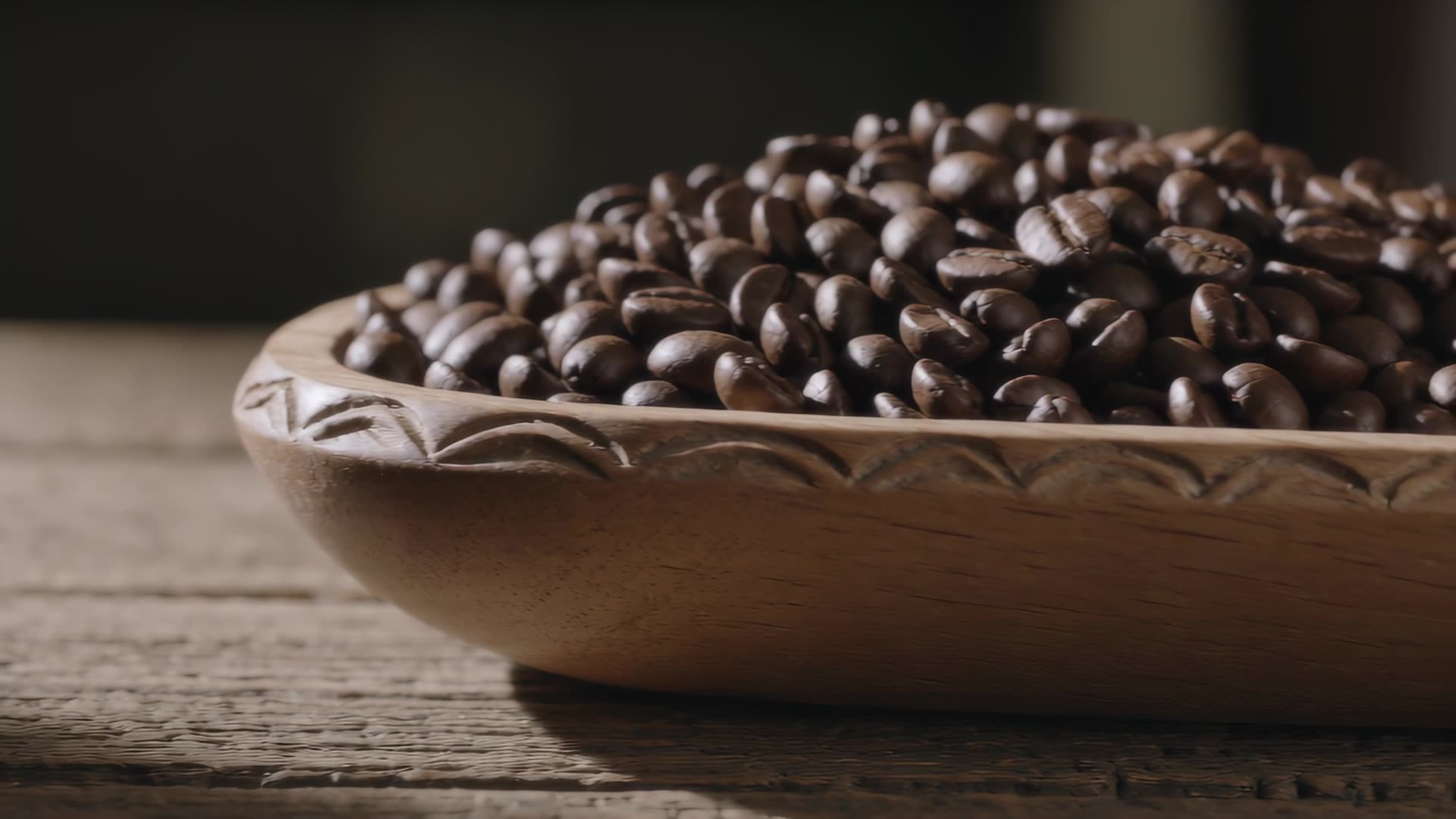 Beans in a wooden bowl