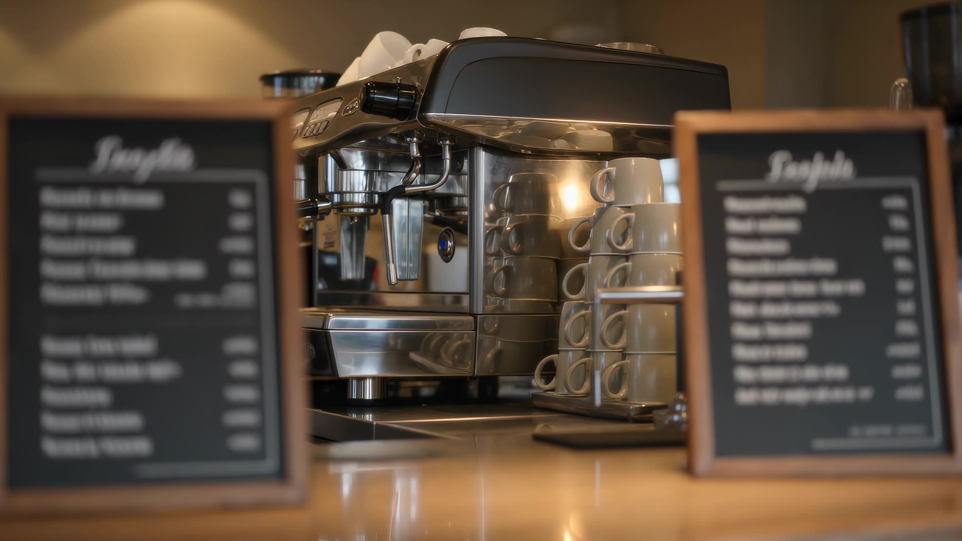 Empty cafe counter with espresso machine