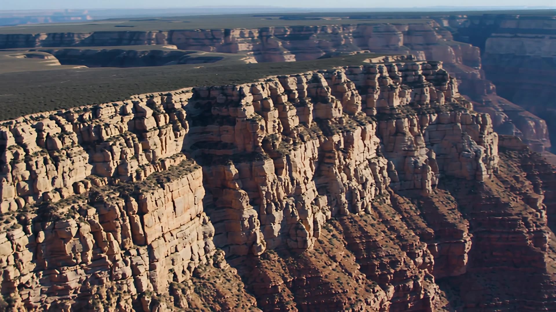 Aerial along a canyon rim