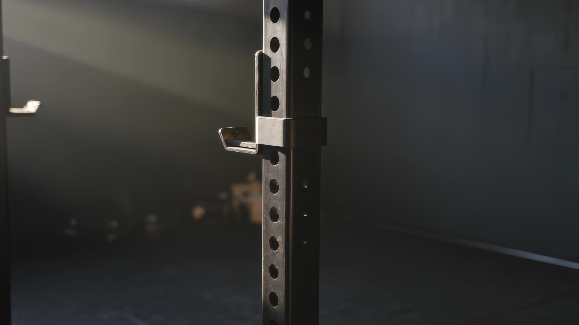Empty squat rack in morning light