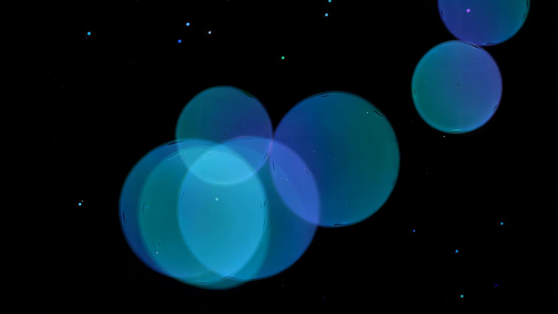 Cool blue bokeh circles drifting