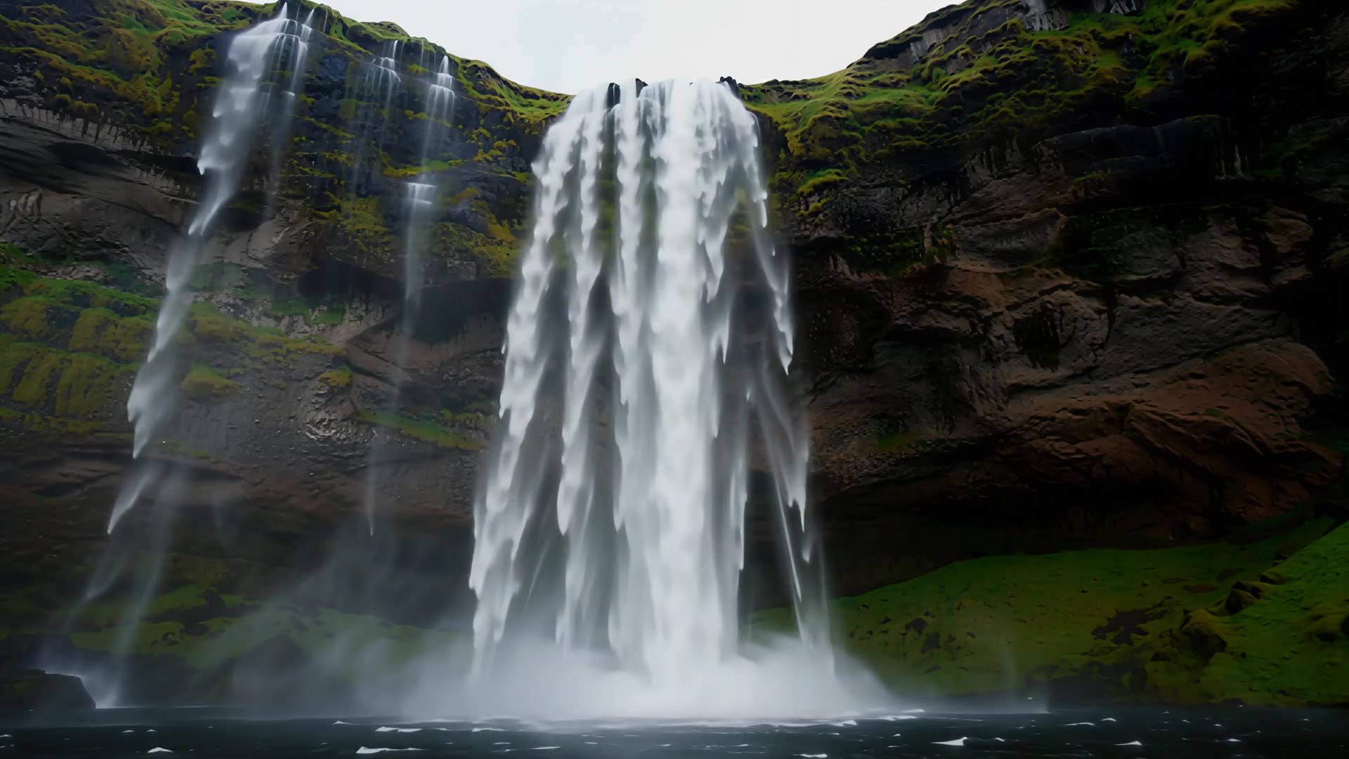 Tall waterfall into a plunge pool